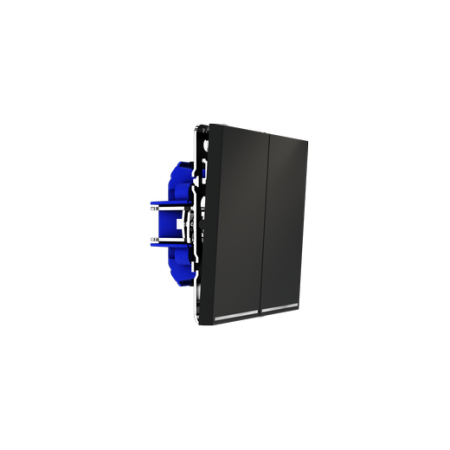 Выключатель встраиваемый Voltum S70 двухклавишный с подсветкой 10А, (черный матовый)