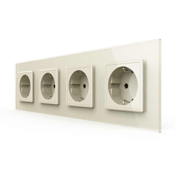 Розетка электрическая 16А 4 поста, цвет жемчужный Livolo