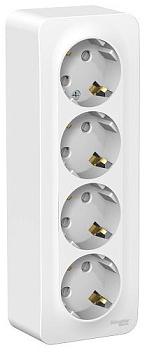 BLANCA Розетка 4-м ОП с/з, со шторками, с изол. пластиной 16А белый IP20 (уп.4шт) Schneider Electric