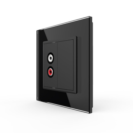 Розетка аудио RCA "2-ой тюльпан" Черная Livolo