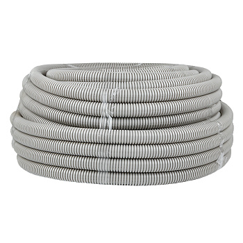 Труба гофр, ПВХ с протяжкой d32 мм (50 м) серая EKF-Plast