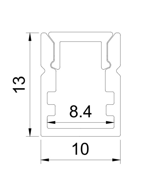 Donel Накладной алюминиевый профиль, 10х13х2000. Цвет: Белый матовый, RAL9003,Серия:DN8ALE