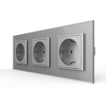 Розетка 3 модуля Серая Livolo