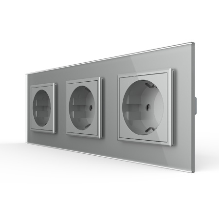 Розетка 3 модуля Серая Livolo