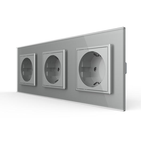 Розетка 3 модуля Серая Livolo