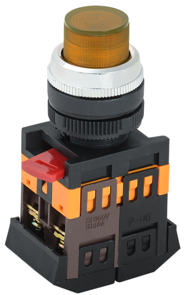 Кнопка ABLFP-22 желтый d=22мм неон/240В 1з+1р IEK