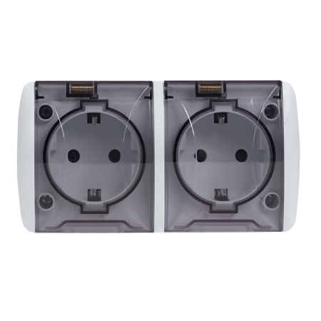 Владивосток Розетка 2-местная 16А с заземлением с прозрачной крышкой IP54 EKF