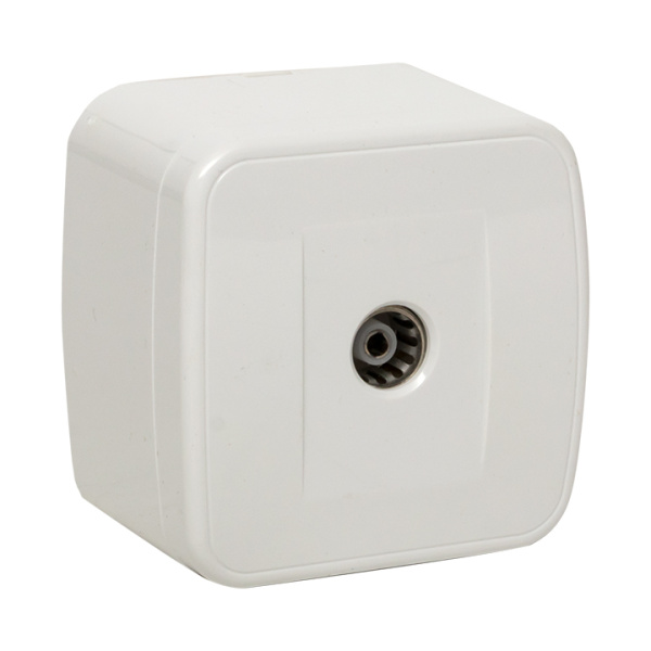 Минск Розетка TV 1-местная ОП 75Ом 5-862МГц белая Basic EKF