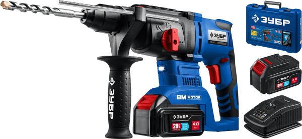 20В бесщеточный перфоратор, 2 АКБ (4Ач), в кейсе, Профессионал. PB-260-42 ЗУБР
