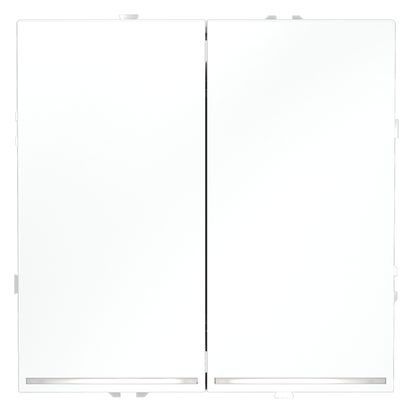 Проходной переключатель встраиваемый Voltum S70 двухклавишный с подсветкой 10А, (белый матовый)