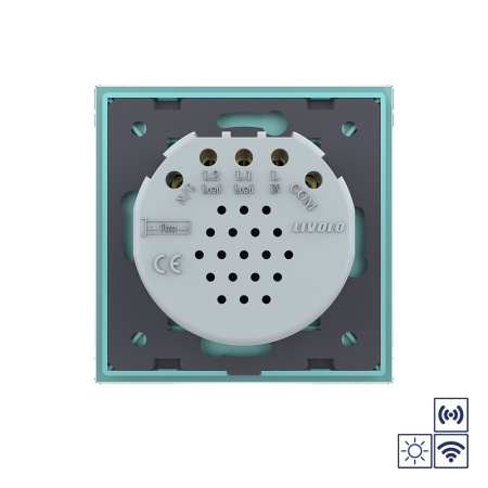 Сенсорный импульсный радиоуправляемый выключатель сухой контакт 2 клавиши 1 модуль Зеленый Livolo