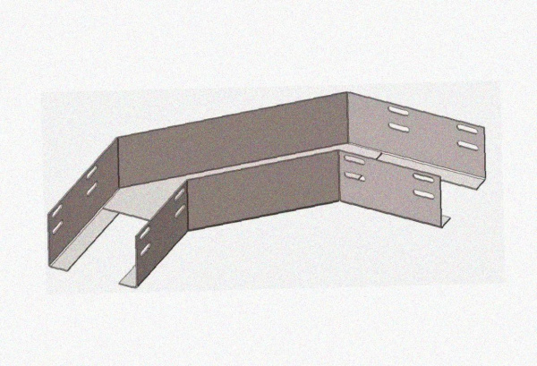 Лоток угловой перфорированный КГ 150х100-90 У3 поворот на 90, окрашенный, S1,5