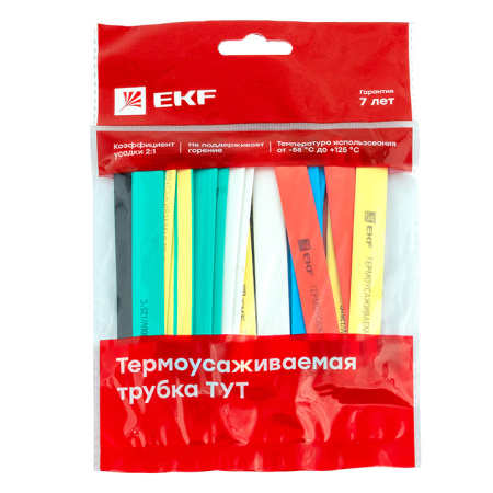 Термоусаживаемая трубка ТУТ нг 10/5 набор:7 цветов по 3шт, 100мм, PROxima EKF