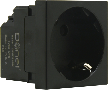 Donel Розетка 2К+З нем.ст., 45 гр., с з/ш, черн. матовая (45х45мм), серия (тип) DF6