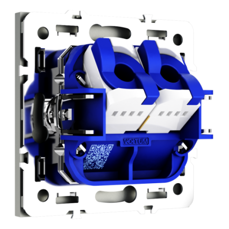Розетка компьютерная встраиваемая Voltum S70 двойная RJ45+RJ45 КАТ.6, (сталь)