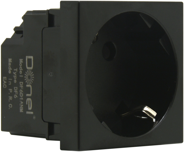 Donel Розетка 2К+З нем.ст., 45 гр., с з/ш, черн. матовая (45х45мм), серия (тип) DF6