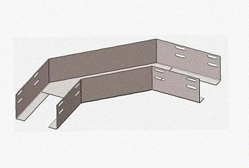 Лоток угловой глухой КГГ 400х150-90 УХЛ1 поворот на 90, оцинкованный лист S1,5