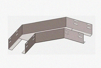 Лоток угловой перфорированный КГ 200х65-90 УХЛ2 поворот на 90, оцинкованный лист S1,0