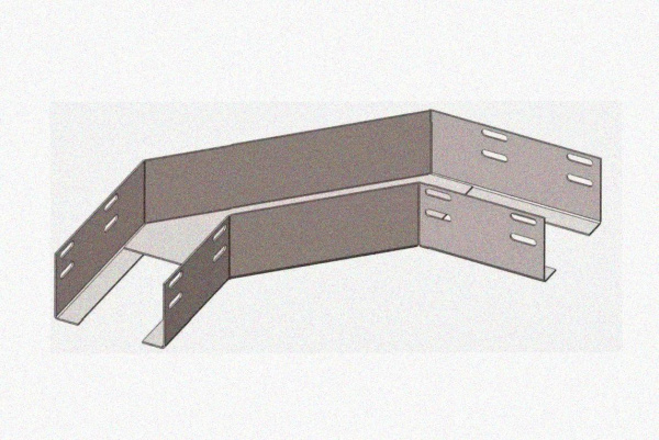 Лоток угловой перфорированный КГ 200х65-90 УХЛ2 поворот на 90, оцинкованный лист S1,0