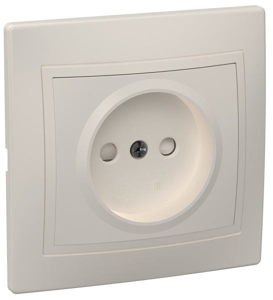 Розетка 1-местная РСш10-2-ККм без з/з с защитной шторкой 10А КВАРТА кремовый IEK