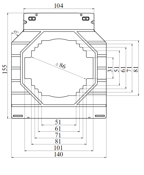 Трансформатор тока CT100 2000/5А, класс точности - 0.5, мощность - 20ВА DKC
