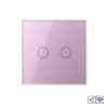 Сенсорный проходной радиоуправляемый выключатель 2 клавиши 1 пост Розовый Livolo