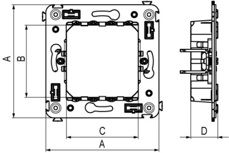 Каркас с лапками для монтажа модульных "Avanti" в стену, под 2 модуля DKC