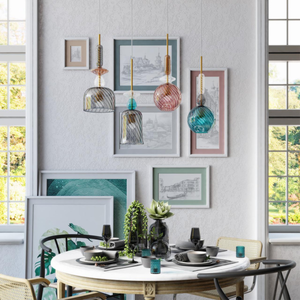 Подвес E27 1*60W BELLA розовый/золото ODEON LIGHT