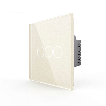 Трехклавишный сенсорный выключатель EU стандарт, 1 пост, цвет жемчужный Livolo