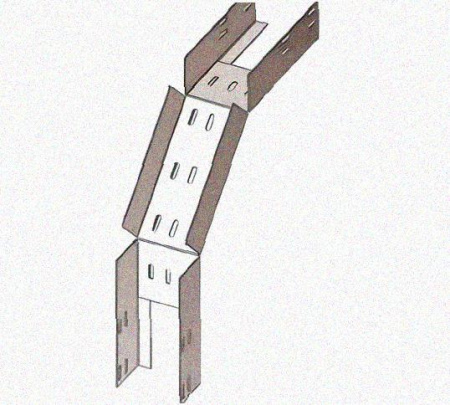 Лоток перфорированный КС 75х50-90 УХЛ1 для поворота трассы вниз на 90, горячее цинкование S1,5