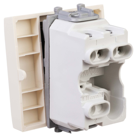 Выключатель одноклавишный модульный, "Avanti", "Ванильная дымка", 2 модуля DKC