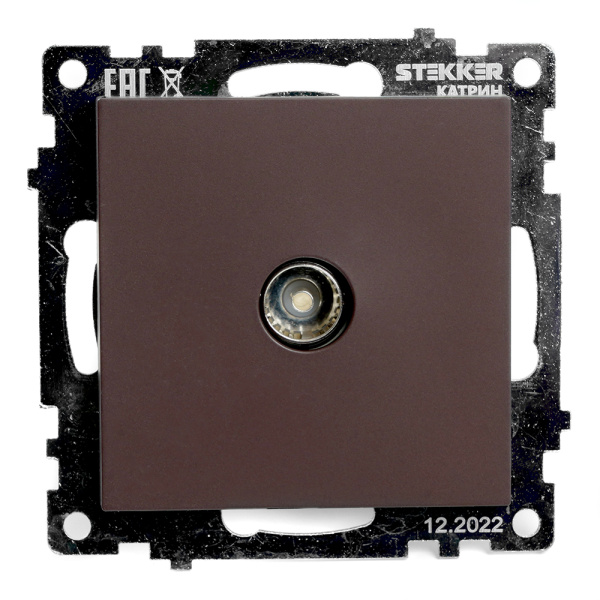 Розетка телевизионная 1-местная (механизм), STEKKER GLS00-7108-05, 75 Ом, 5-862МГц, серия Катрин, черный B