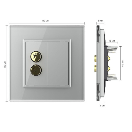 Розетка акустическая SOUND Серая Livolo