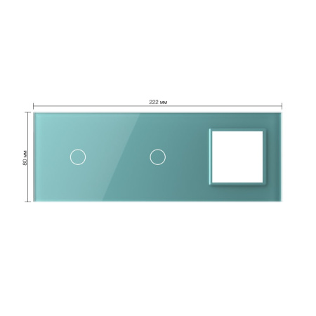 Панель для двух сенсорных выключателей и розетки, 2 клавиши (1+1), цвет зеленый, стекло Livolo