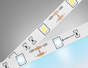 Светодиодная лента GS1803 5050 30Led/ 7.2W m/ 12V IP20 6500K/ 5000*10*1.87mm/ кратность резки 25mm (2 конт.) Ambrella Light