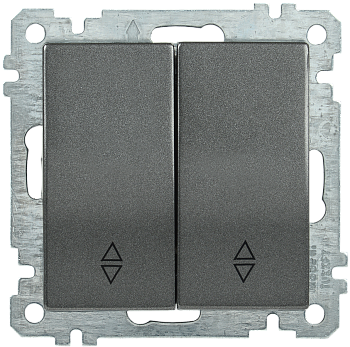 Выключатель 2-клавишный проходной ВС10-2-2-Б 10А BOLERO антрацит IEK