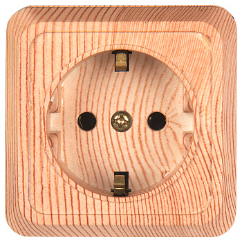 Розетка 2П+3 открытой установки IP20 16А 250В (керамика) сосна "Альфа" General