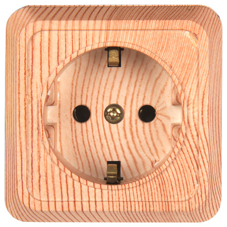 Розетка 2П+3 открытой установки IP20 16А 250В (керамика) сосна "Альфа" General