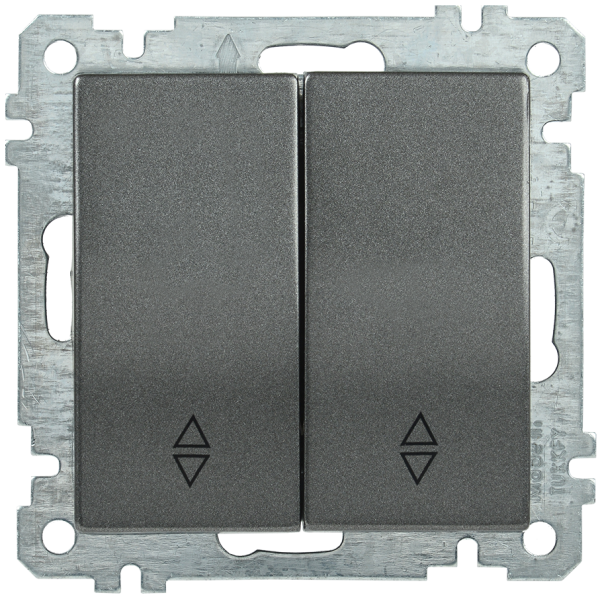 Выключатель 2-клавишный проходной ВС10-2-2-Б 10А BOLERO антрацит IEK