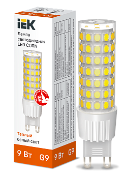 Лампа светодиодная CORN капсула 9Вт 230В 3000К керамика G9 IEK