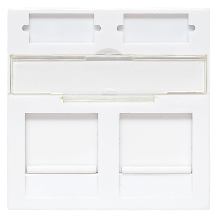 Вставка розеточная TERACOM PRO 45x45мм формат Mosaic на 2 модуля Keystone со шторками и маркерами белая EKF