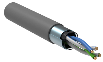 ITK Витая пара F/UTP кат.5E 2х2х24AWG solid PVC серый (500м)