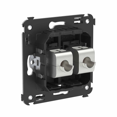 Компьютерная розетка RJ-45 без шторки в стену, кат.6 двойная экранированная, "Avanti", "Черный матовый" DKC