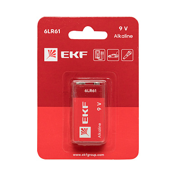 Алкалиновая батарейка типа 9V(6LR61) блистер 1шт, EKF