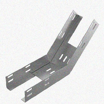 Лоток перфорированный КП 50х50-45 УТ1,5 для поворота трассы вверх на 45, оцинкованный лист S0,8