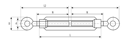 Талреп DIN 1480, кольцо-кольцо, М10, 1 шт, кованая натяжная муфта, оцинкованный, Профессионал ЗУБР