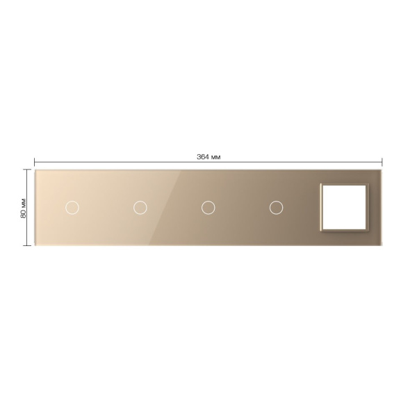 Панель для 4-х сенсорных выключателей и розетки, 4 клавиши (1+1+1+1), цвет золотой, стекло Livolo
