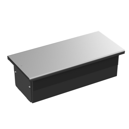 Donel Настольный встраиваемый розеточный блок, сдвижная крышка, 6 мод. (3 мод. 45х45), серебро