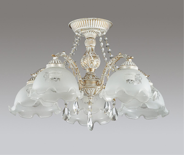 Люстра потолочная E27 5*60W 220V CASETTA белый с золотой патиной LUMION