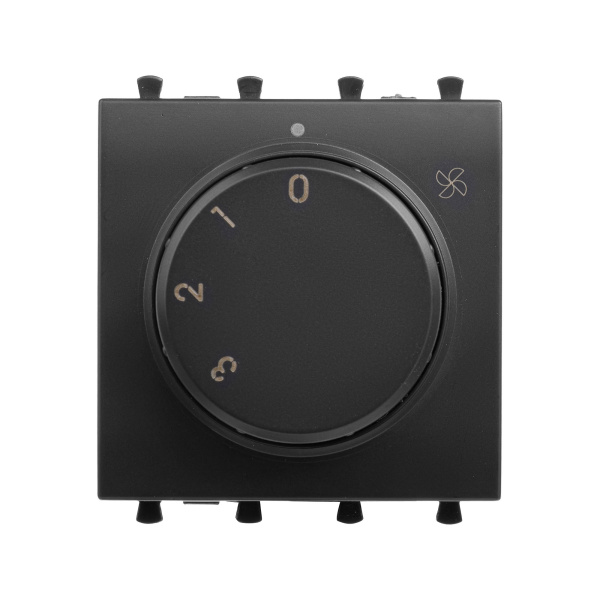 Механизм управления вентиляторами модульный, "Avanti", "Черный матовый", 2 модуля DKC